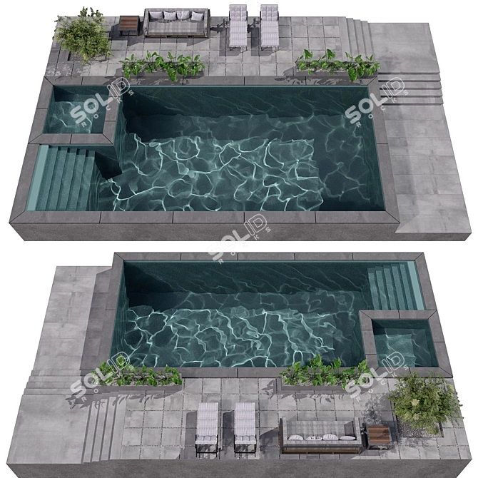 Resort Oasis Pool Design 3D model image 1