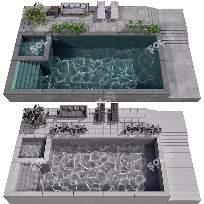 Resort Oasis Pool Design 3D model image 6