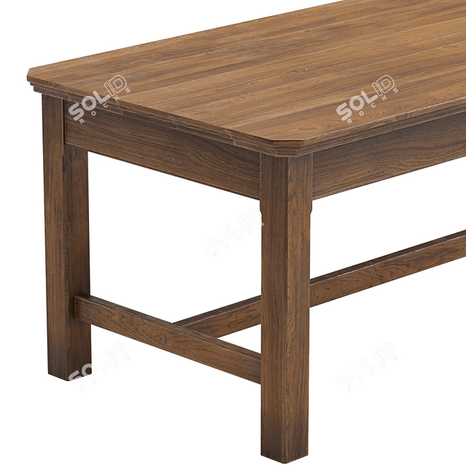 Vintage English Oak Dining Table 3D model image 2