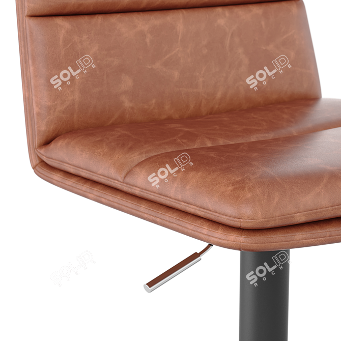 Leather Bar Stool with Metal Base 3D model image 5