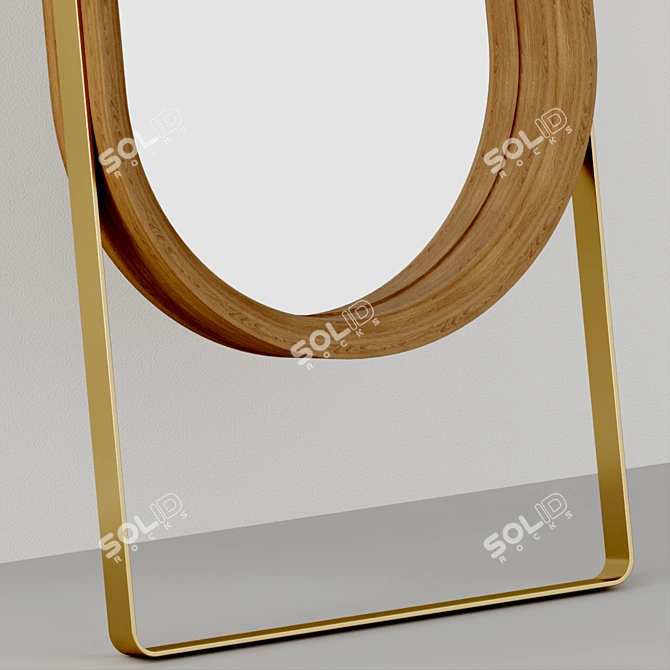 Mid-Century Brass Trimmed Standing Mirror 3D model image 3