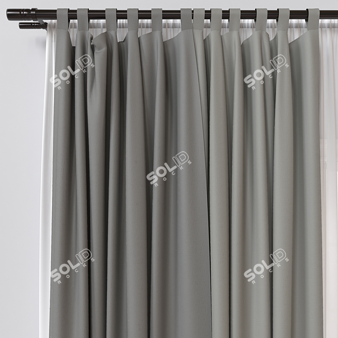 Modern Curtain 3D Model Set 3D model image 2