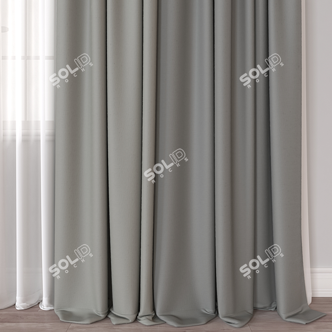 Modern Curtain 3D Model Set 3D model image 3