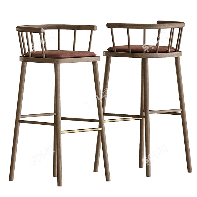 Stylish Black Bar Stool Jari-Jari 3D model image 1