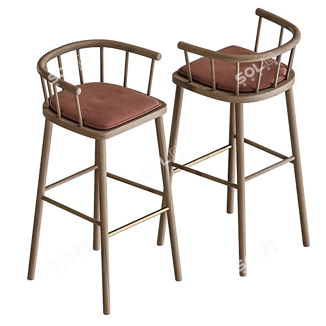 Stylish Black Bar Stool Jari-Jari 3D model image 3