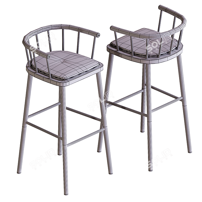 Stylish Black Bar Stool Jari-Jari 3D model image 4