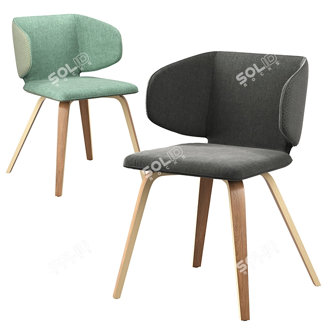 Midj Wrap Italian Chair, Noce 3D model image 2