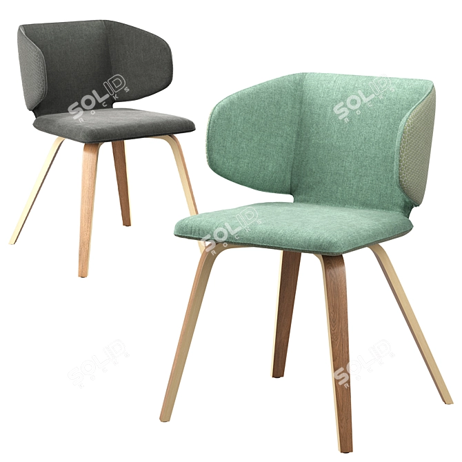 Midj Wrap Italian Chair, Noce 3D model image 3