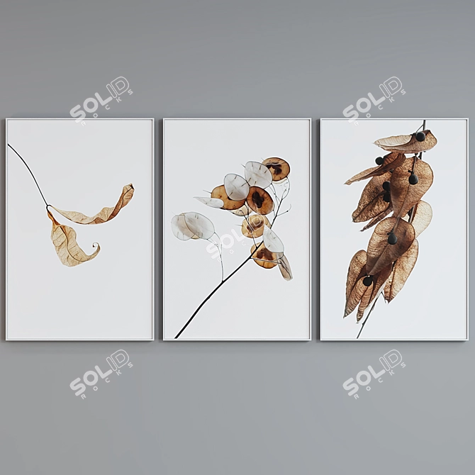 Modern Plant Branch Picture Frame Set 3D model image 2