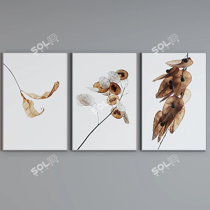 Modern Plant Branch Picture Frame Set 3D model image 3