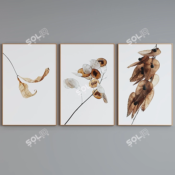 Modern Plant Branch Picture Frame Set 3D model image 4