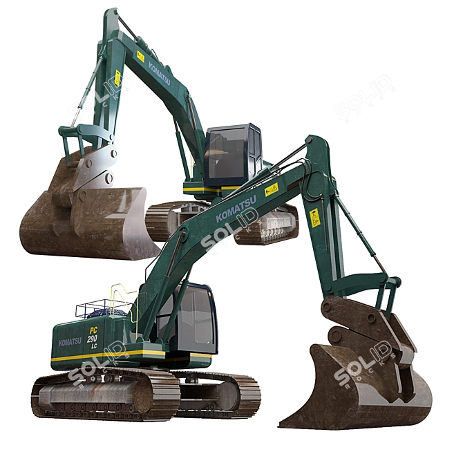 KOMATSU Excavator 3D Model Set 3D model image 3