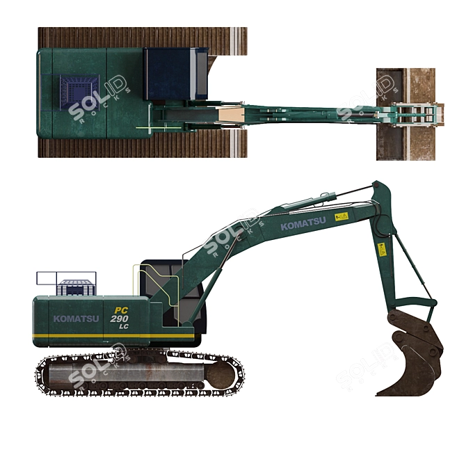 KOMATSU Excavator 3D Model Set 3D model image 5