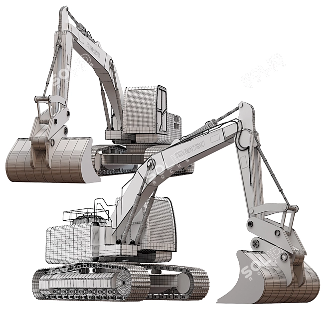 KOMATSU Excavator 3D Model Set 3D model image 6