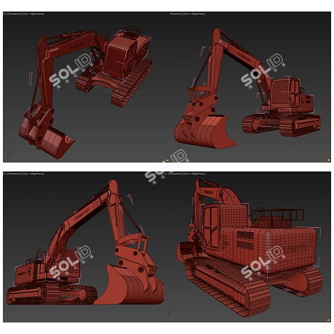 KOMATSU Excavator 3D Model Set 3D model image 7