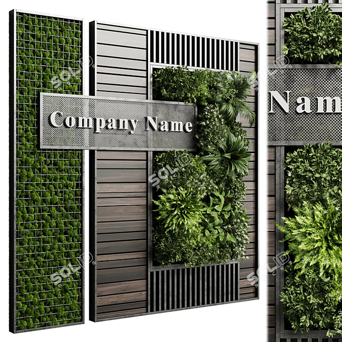 Wooden Frame Moss Garden: 3D Model 3D model image 1