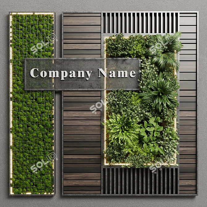 Wooden Frame Moss Garden: 3D Model 3D model image 3