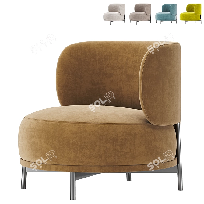 Modern Design Akiko Lounge Armchair 3D model image 1