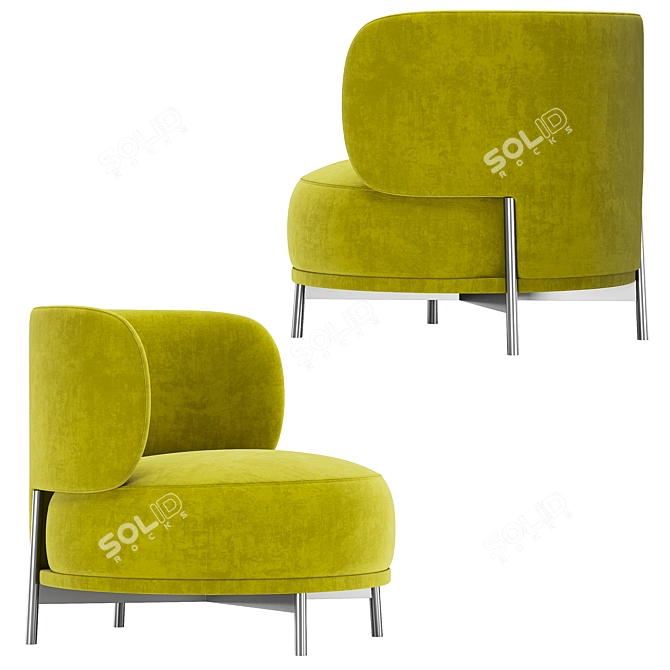 Modern Design Akiko Lounge Armchair 3D model image 2