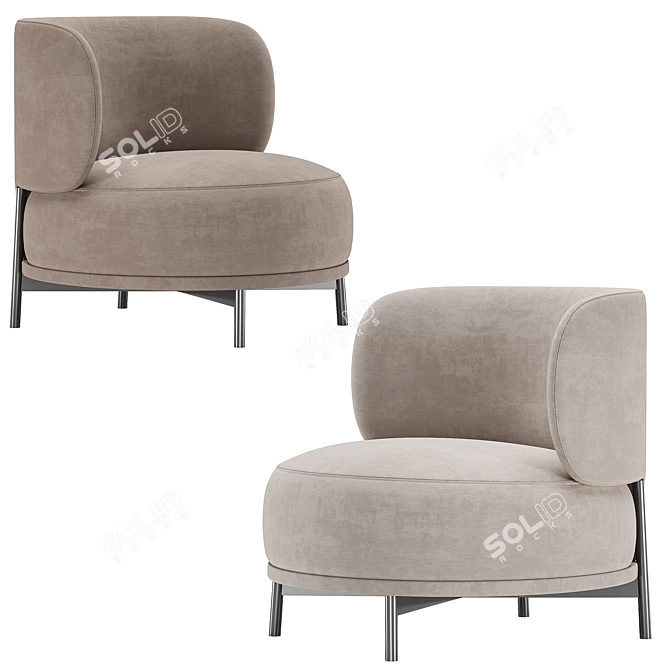 Modern Design Akiko Lounge Armchair 3D model image 3