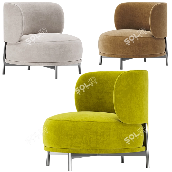 Modern Design Akiko Lounge Armchair 3D model image 5