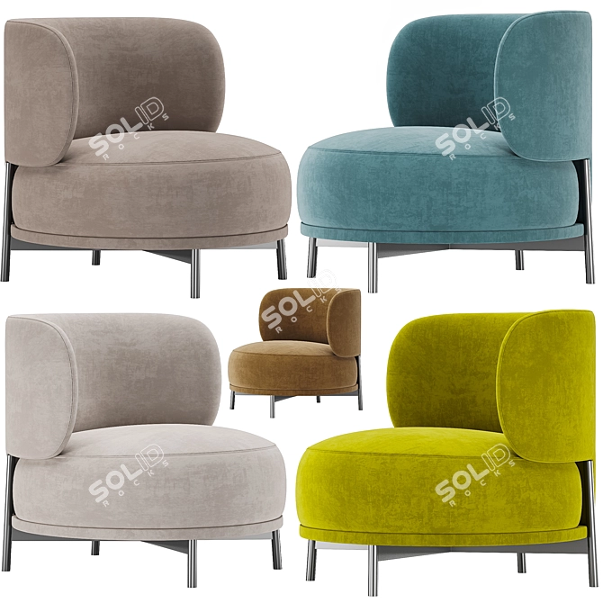 Modern Design Akiko Lounge Armchair 3D model image 6