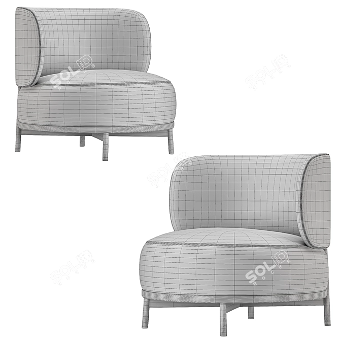 Modern Design Akiko Lounge Armchair 3D model image 7