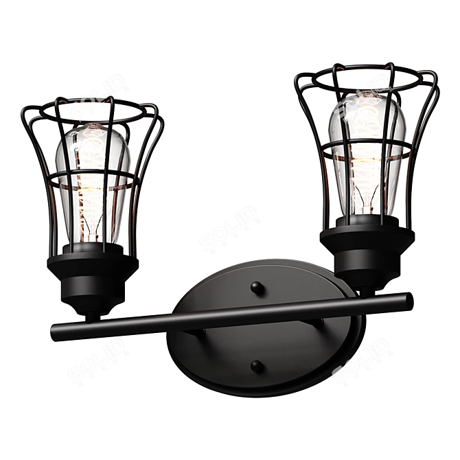 Matte Black Cage Wall Sconce 3D model image 1