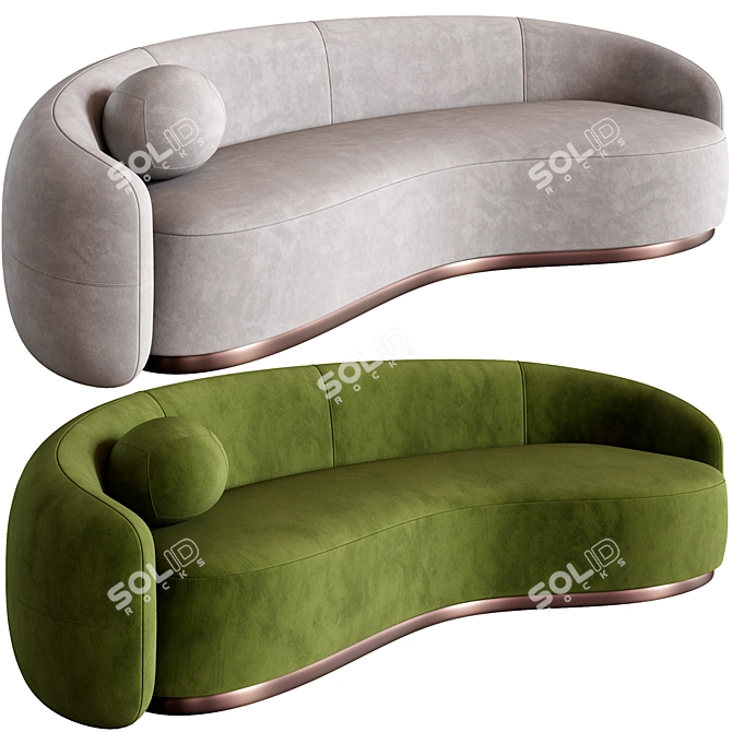 Modern Curved Austin Sofa Design 3D model image 5