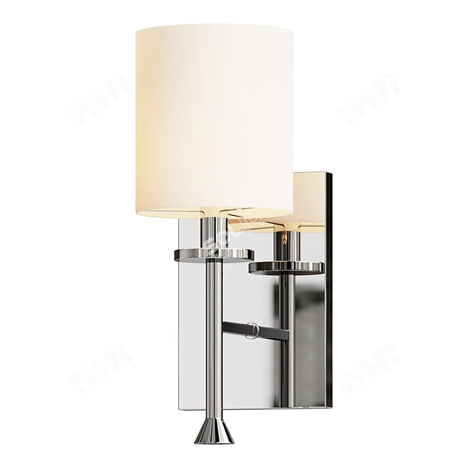 Elegant Silver Fabric Shade Sconce 3D model image 1