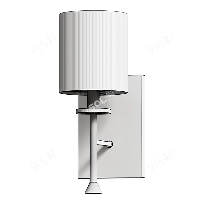 Elegant Silver Fabric Shade Sconce 3D model image 2