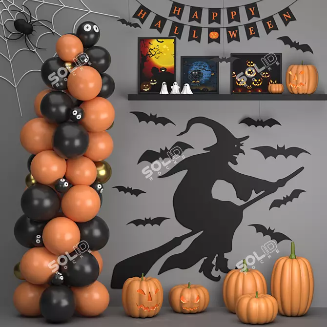 Halloween Decor Set Unwrap OBJ 3D model image 1