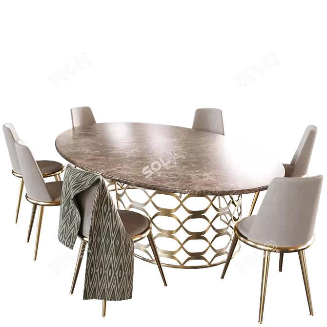 Modern Cantori Dining Set Furniture 3D model image 2