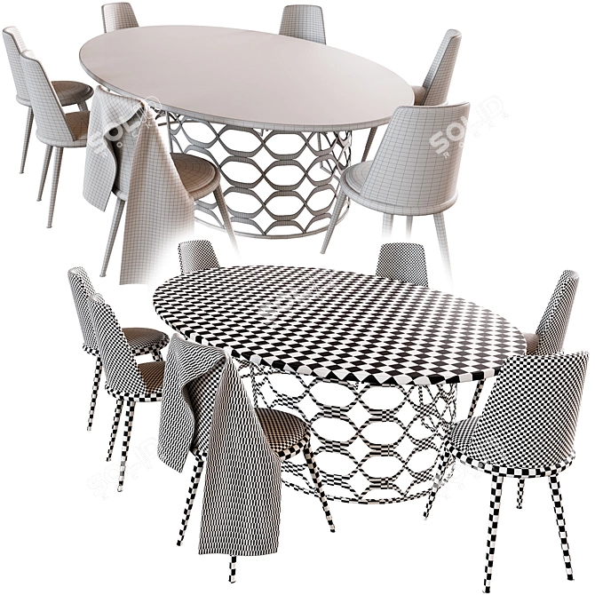 Modern Cantori Dining Set Furniture 3D model image 3