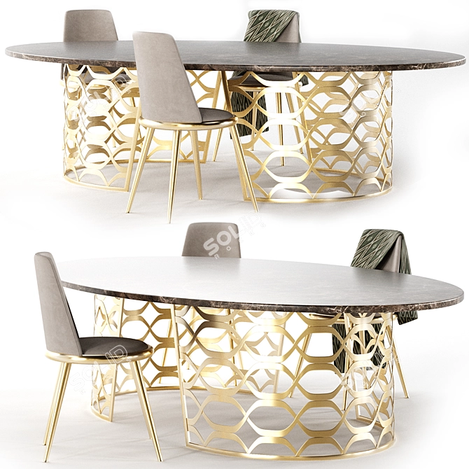 Modern Cantori Dining Set Furniture 3D model image 4