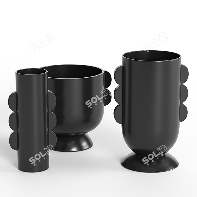 Minimalist Black Ceramic Vases 3D model image 1