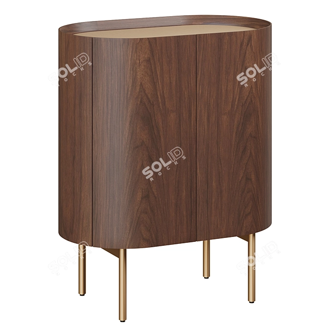 Aslen Walnut & Leather Nightstand 3D model image 1