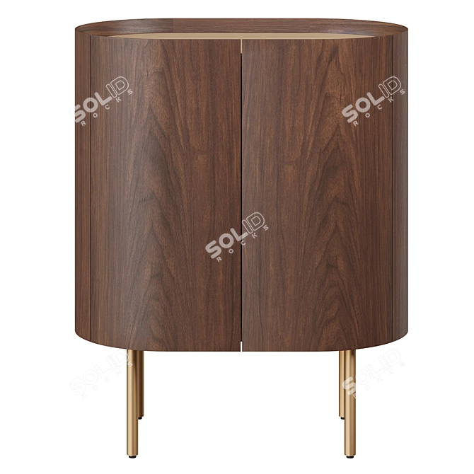 Aslen Walnut & Leather Nightstand 3D model image 3