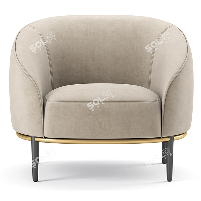 Potocco Yoisho Fabric Easy Chair 3D model image 3