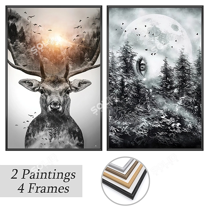 Picture Set with Multiple Frames 3D model image 1