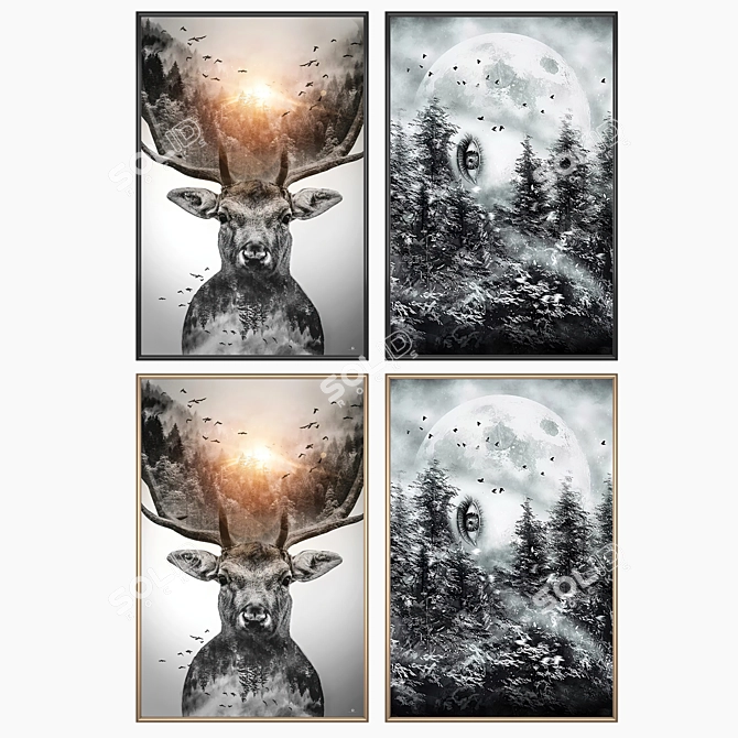 Picture Set with Multiple Frames 3D model image 2