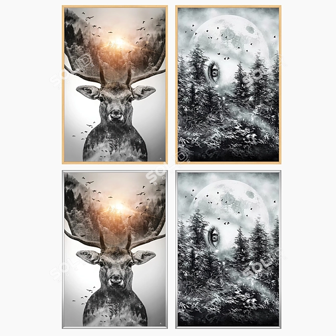 Picture Set with Multiple Frames 3D model image 3