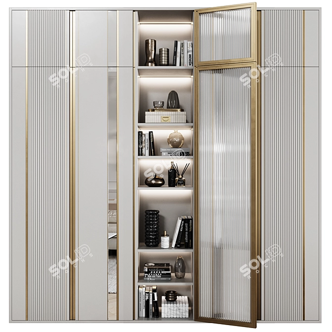 Contemporary Style Wardrobe Set 3D model image 2