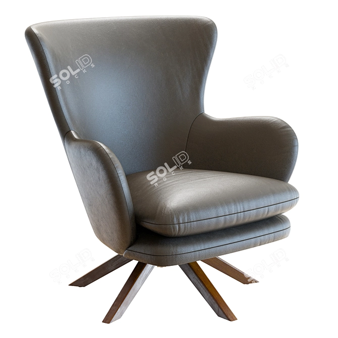Crete&Barrel Grey Leather Wingback Chair 3D model image 1