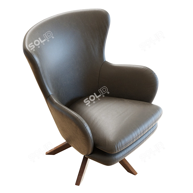 Crete&Barrel Grey Leather Wingback Chair 3D model image 2