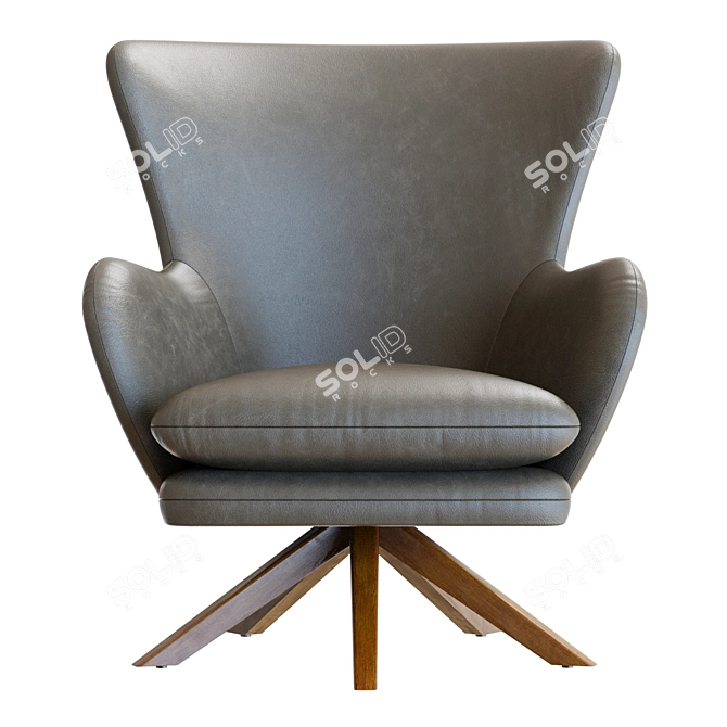 Crete&Barrel Grey Leather Wingback Chair 3D model image 3