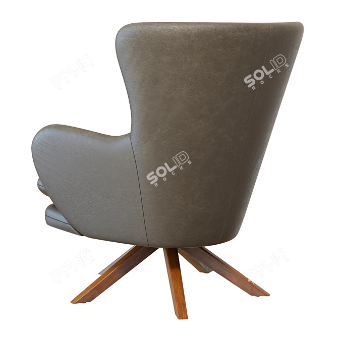 Crete&Barrel Grey Leather Wingback Chair 3D model image 5