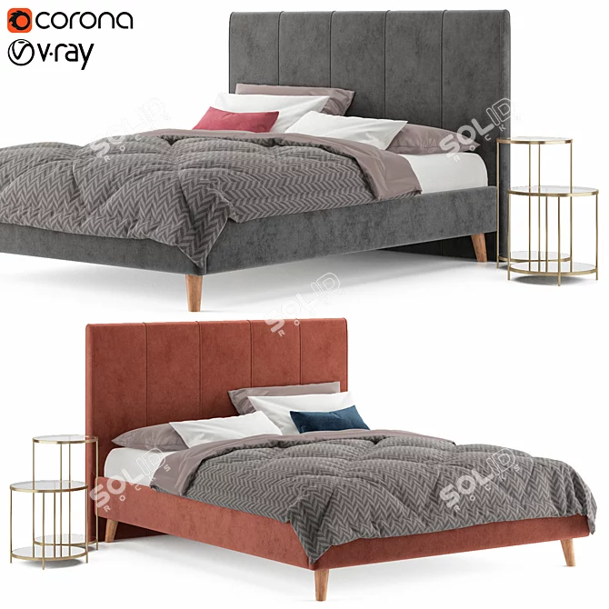 Sherona Bed with Ulupna Table 3D model image 1