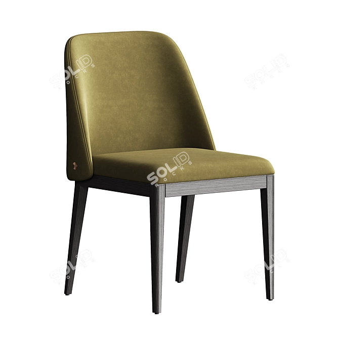 Luxury Black Velvet Dining Chair 3D model image 1