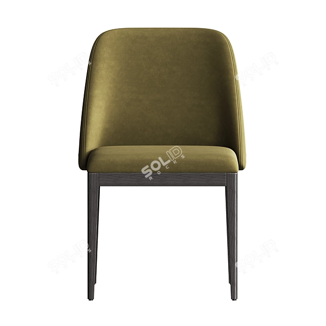 Luxury Black Velvet Dining Chair 3D model image 2